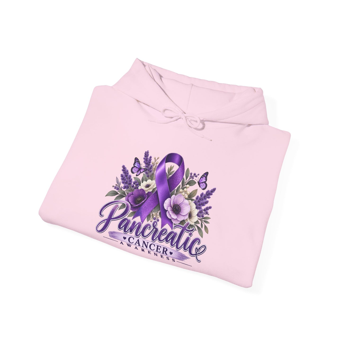 Pancreatic Cancer Awareness Hoodie – Purple Ribbon Floral Support Sweatshirt