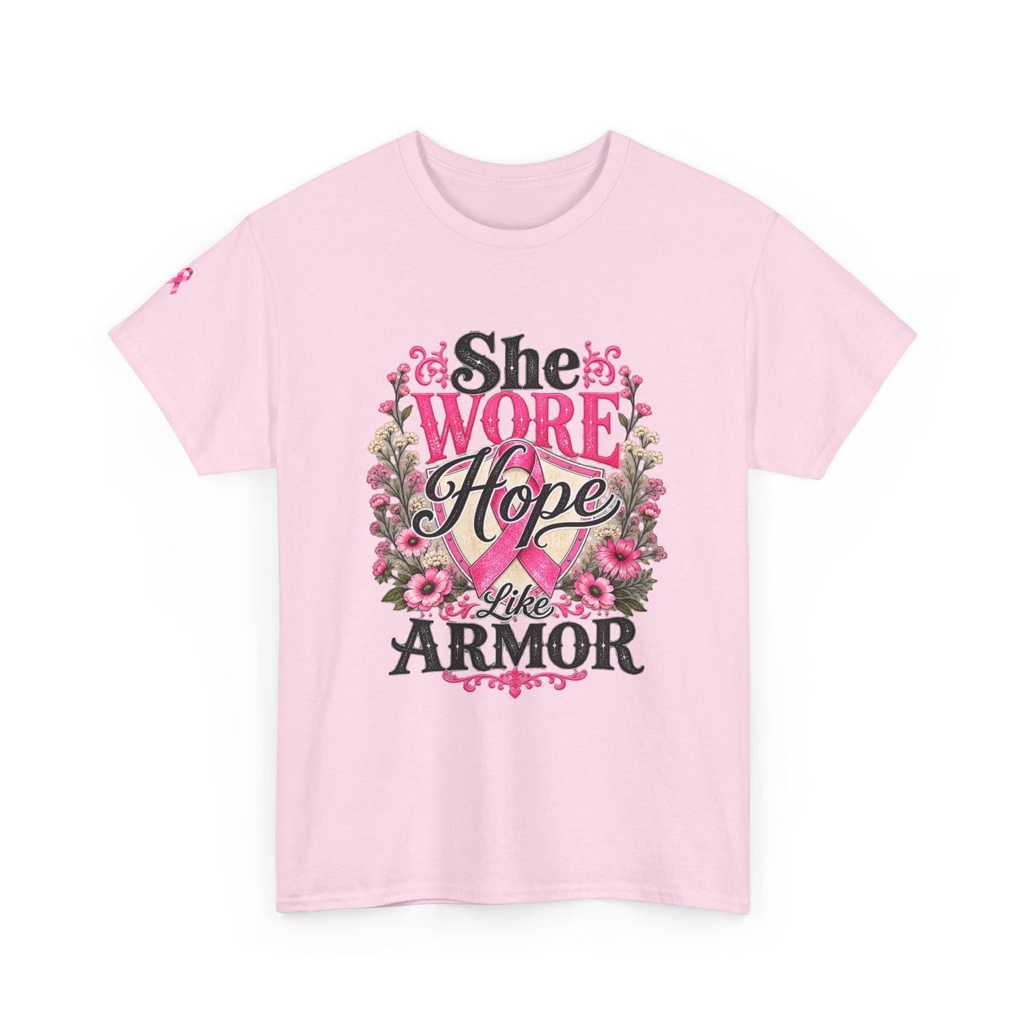 She Wore Hope Like Armor T-Shirt — Inspirational Floral Women’s Tee