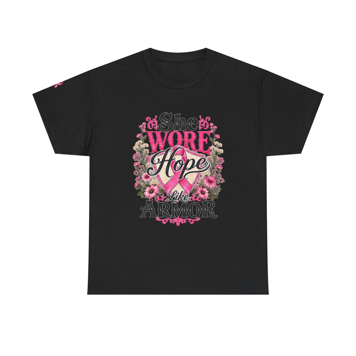 She Wore Hope Like Armor T-Shirt — Inspirational Floral Women’s Tee