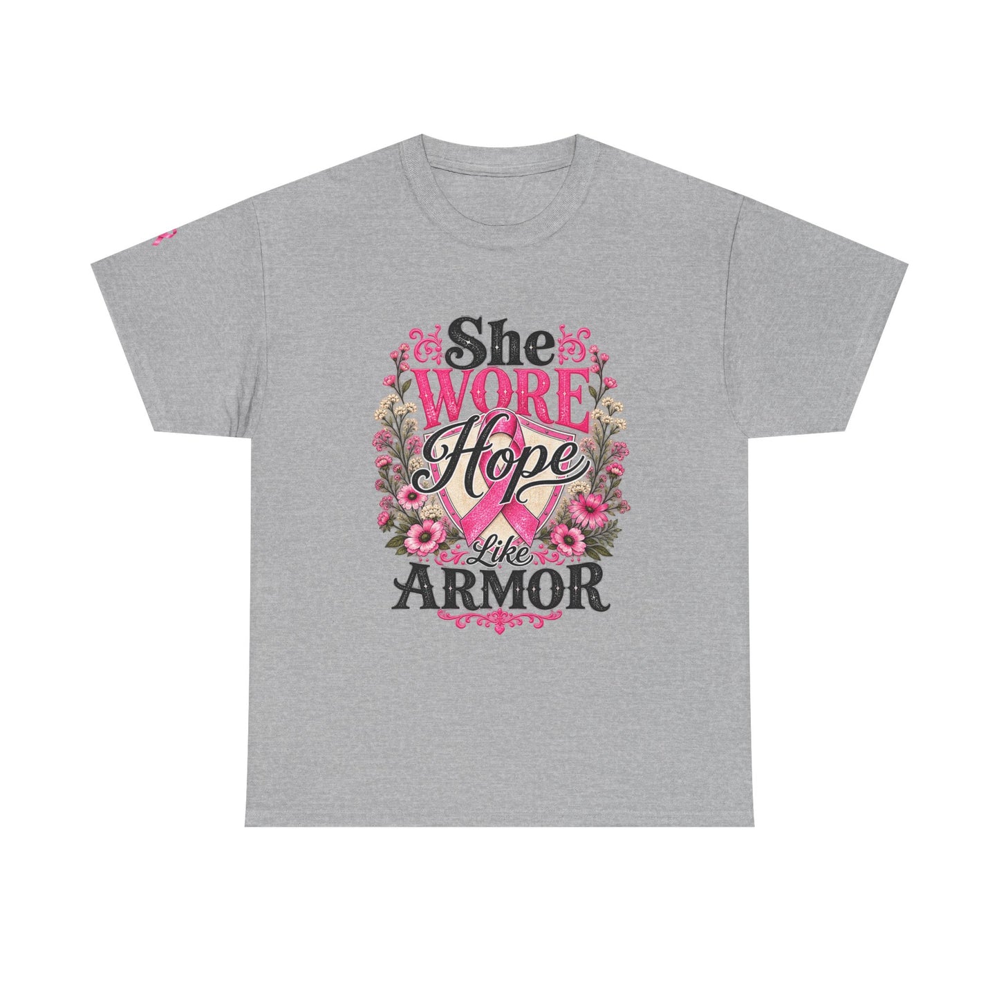 She Wore Hope Like Armor T-Shirt — Inspirational Floral Women’s Tee