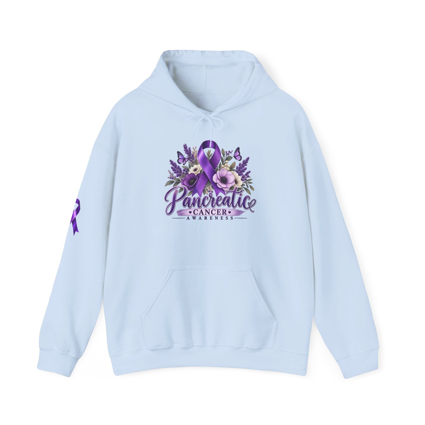 Pancreatic Cancer Awareness Hoodie – Purple Ribbon Floral Support Sweatshirt