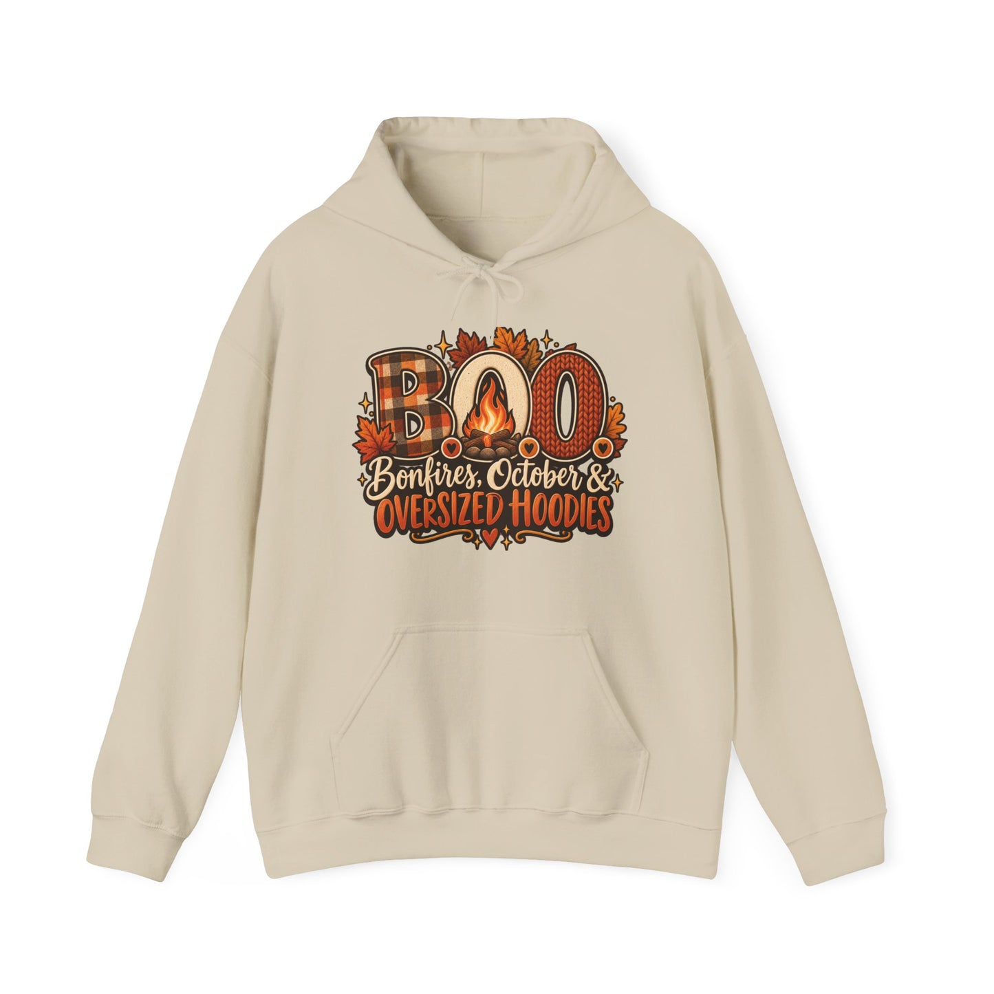 Hoodie — "Boo Bonfires October Oversized Hoodies" Cozy Fall Pullover (Stay Cozy)