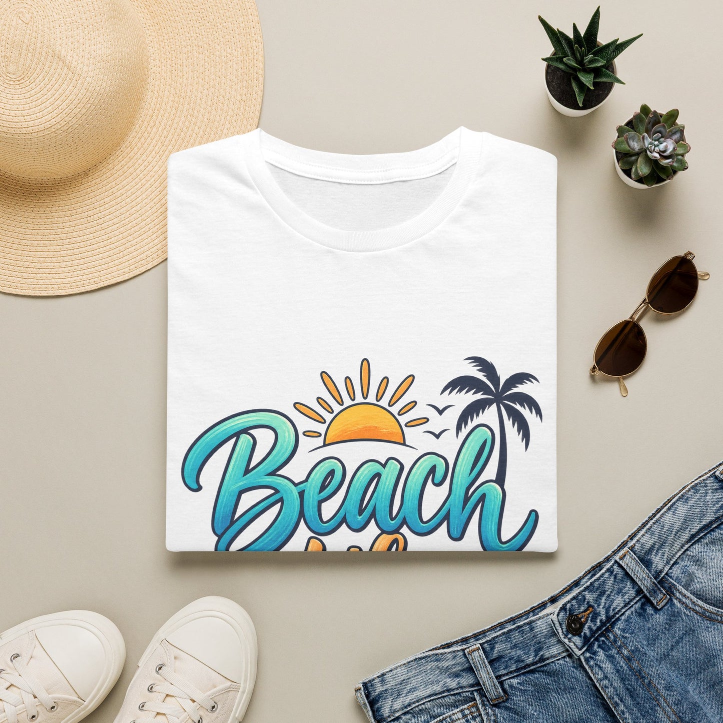 Beach Life T‑Shirt — Retro Sun & Palm Vacation Tee