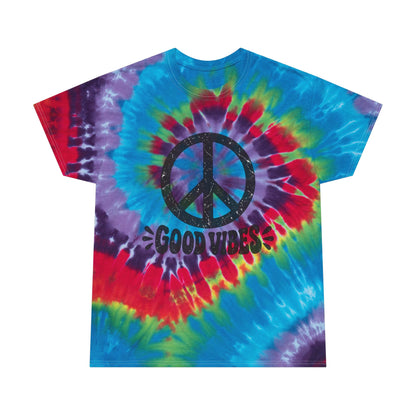 Good Vibes Tie-Dye Tee — Pastel Spiral Peace Sign T-Shirt