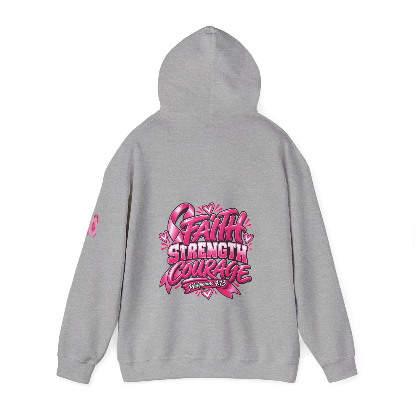 Breast Cancer Survivor Hoodie — “Cancer Picked the Wrong Girl” / Faith Strength Courage