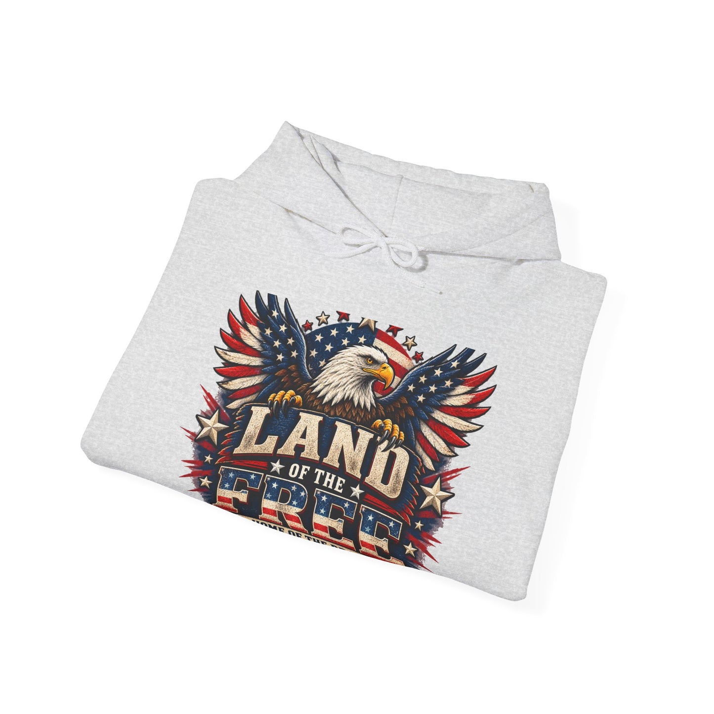 Patriotic 'Land of the Free' Eagle Hoodie – American Flag Veteran Tribute