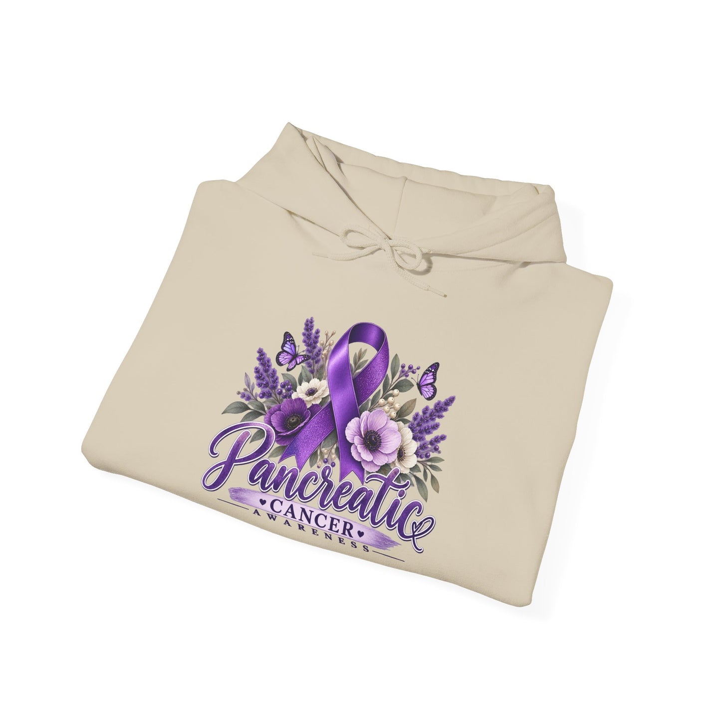 Pancreatic Cancer Awareness Hoodie – Purple Ribbon Floral Support Sweatshirt