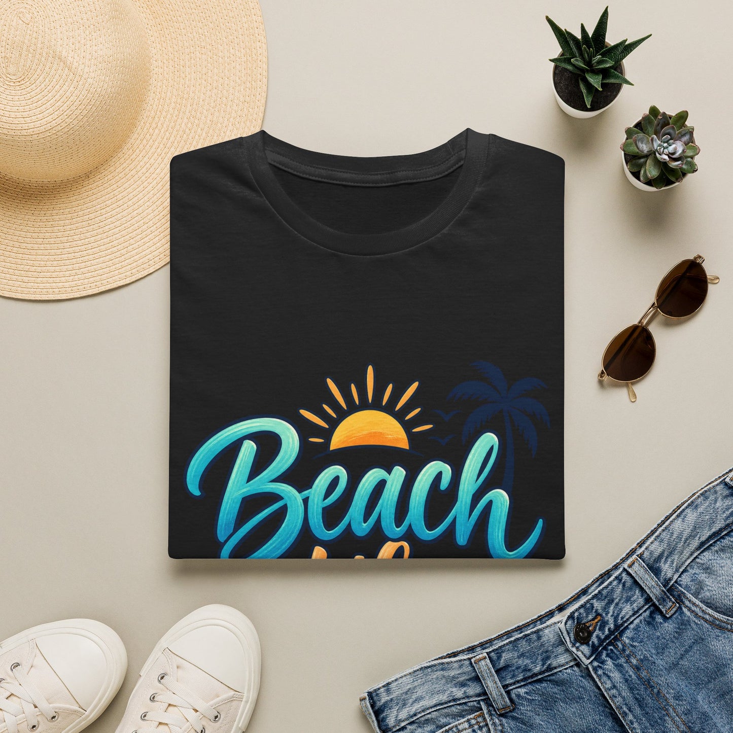 Beach Life T‑Shirt — Retro Sun & Palm Vacation Tee