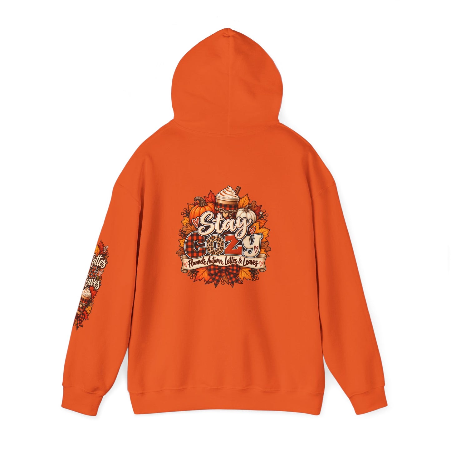 Fall Cozy Hoodie — "Stay Cozy" Autumn Leaves & Pumpkin Spice Sweatshirt