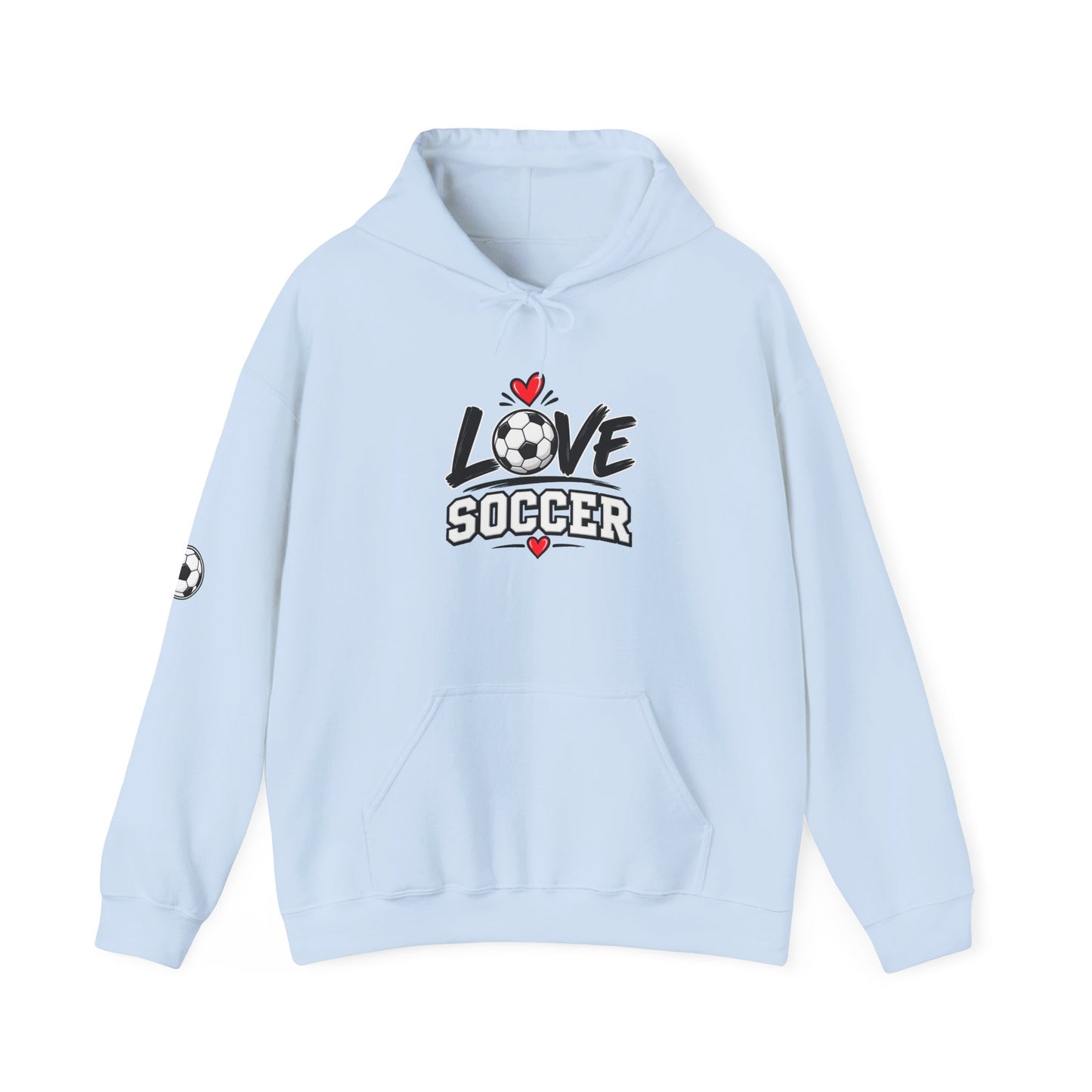 Soccer Love Hoodie – 'Love Soccer' Heart & Ball Graphic Hooded Sweatshirt