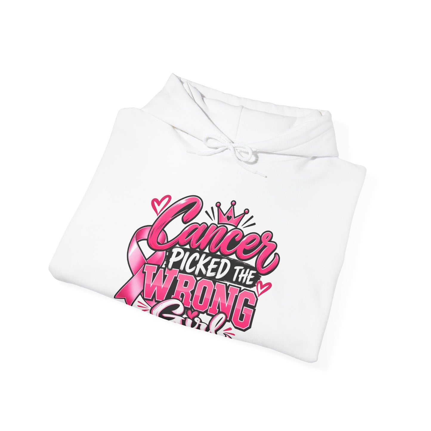 Breast Cancer Survivor Hoodie — “Cancer Picked the Wrong Girl” / Faith Strength Courage