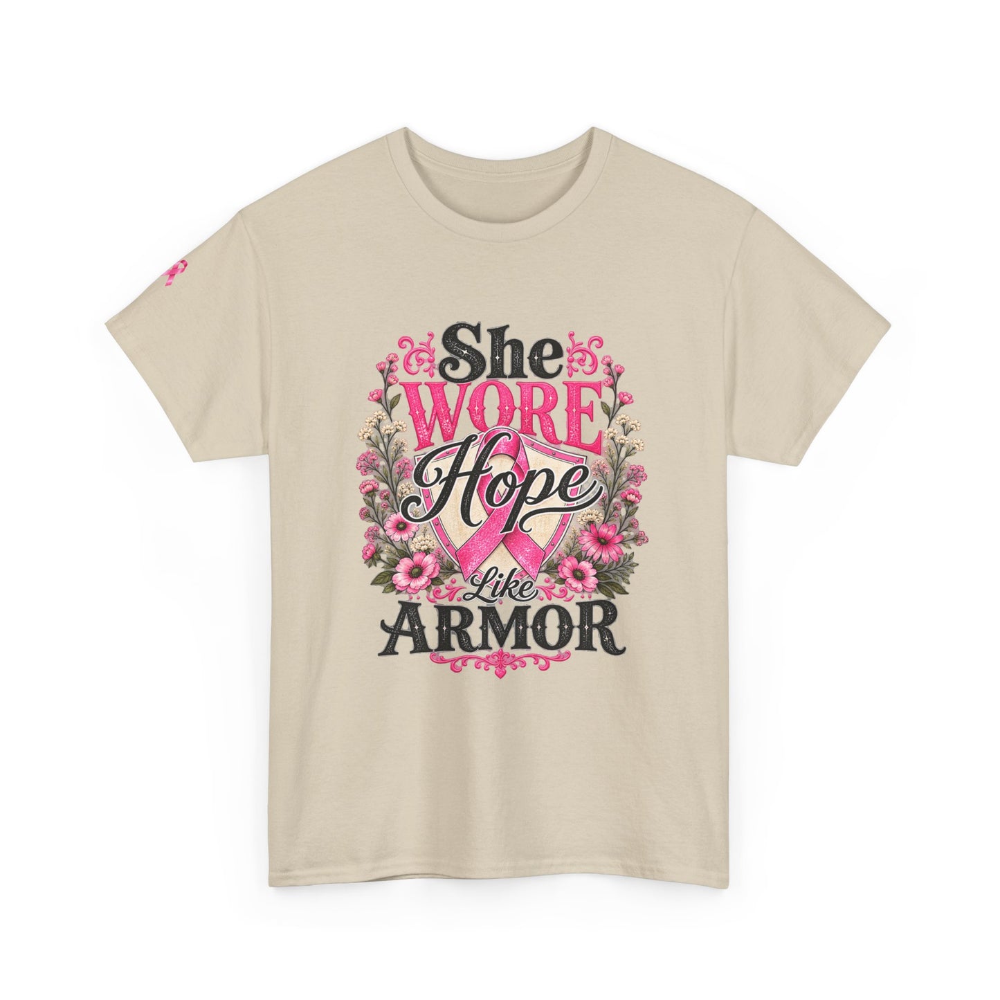 She Wore Hope Like Armor T-Shirt — Inspirational Floral Women’s Tee