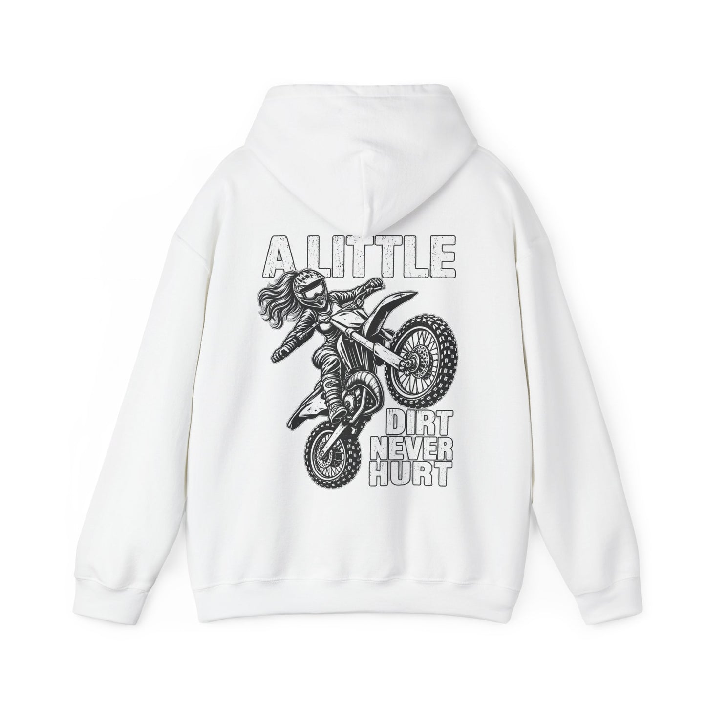 Women’s Motocross Hoodie – “Real Girls Let ‘Er Eat / A Little Dirt Never Hurt” Dirt Bike Pullover