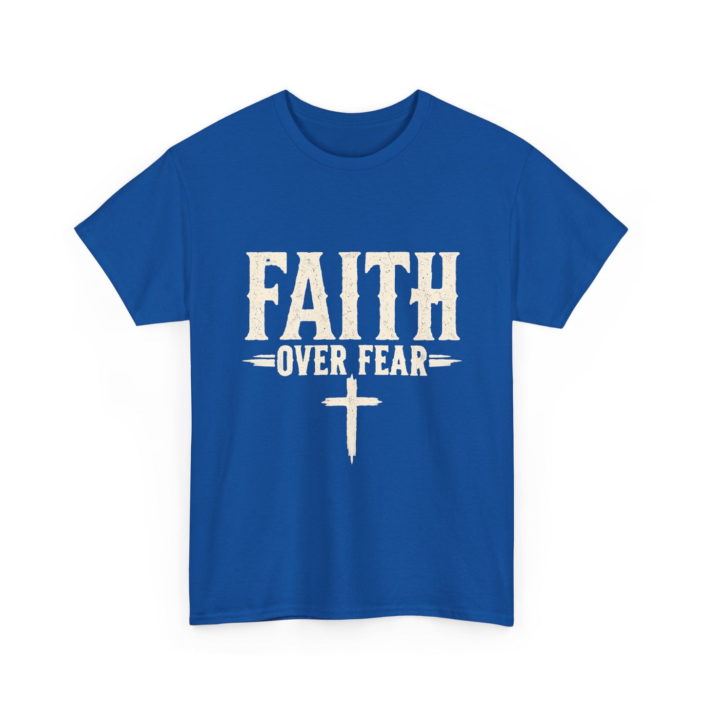 Faith Over Fear T-Shirt — Christian Inspirational Tee with Cross (Walk on Water Back Design)