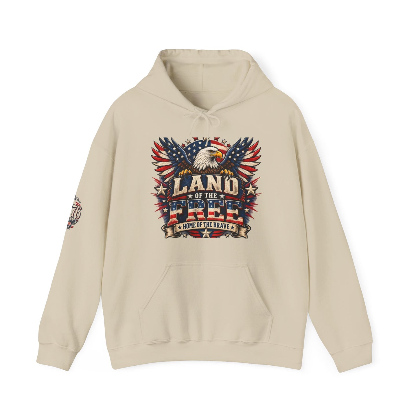 Patriotic 'Land of the Free' Eagle Hoodie – American Flag Veteran Tribute