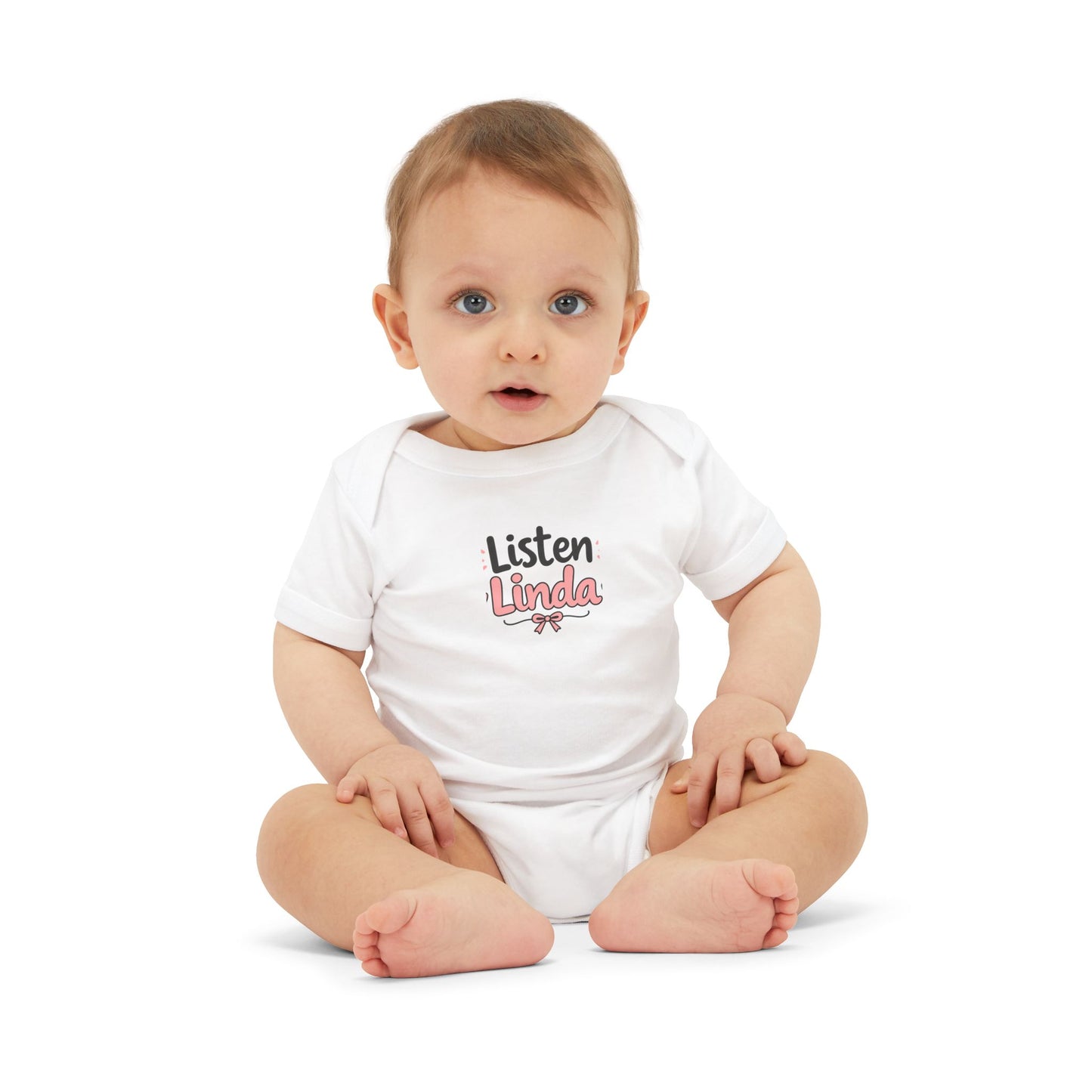 Infant Onesie - "Listen Linda" Cute Script Baby Bodysuit