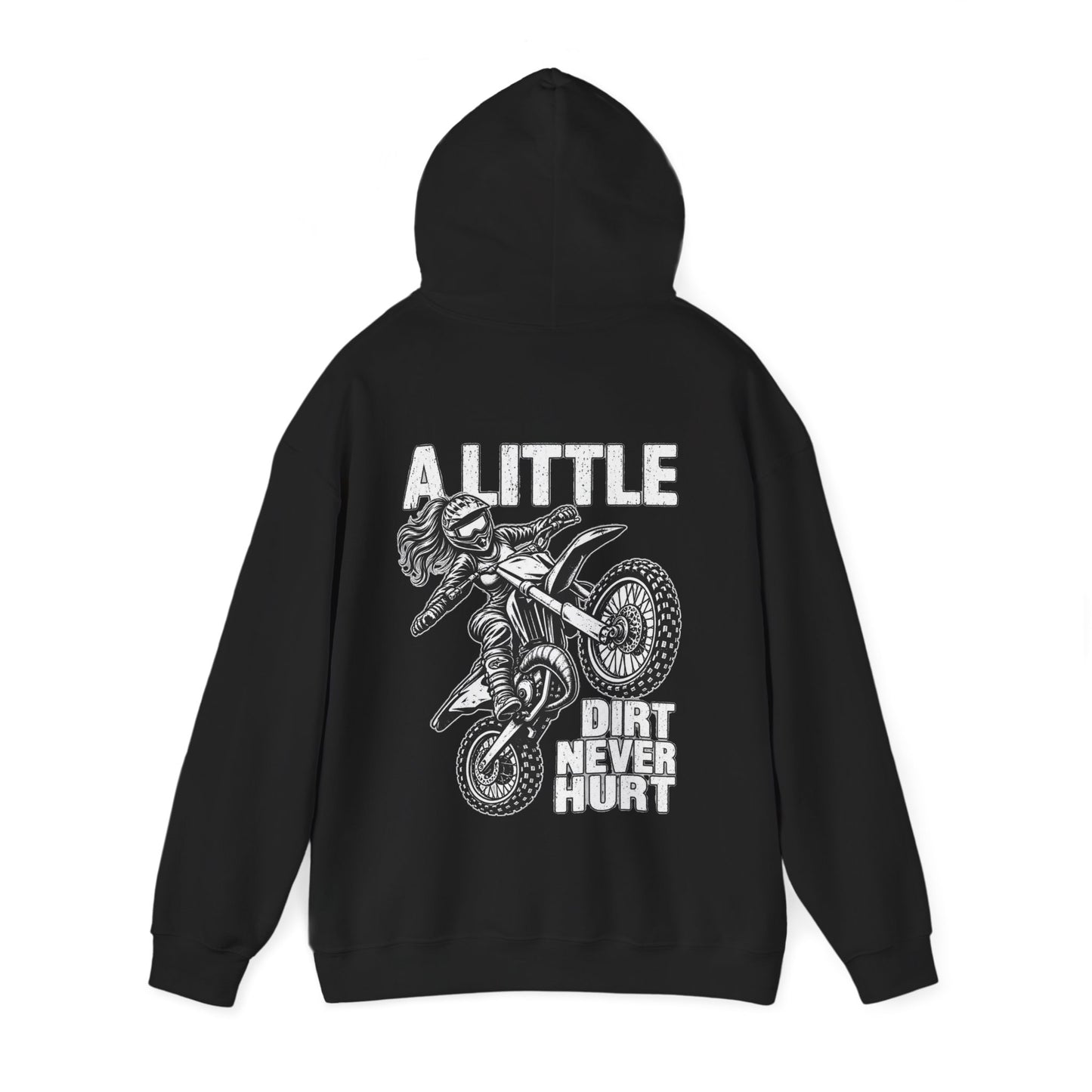 Women’s Motocross Hoodie – “Real Girls Let ‘Er Eat / A Little Dirt Never Hurt” Dirt Bike Pullover