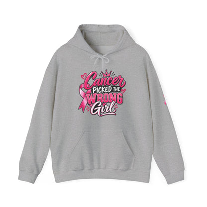 Breast Cancer Survivor Hoodie — “Cancer Picked the Wrong Girl” / Faith Strength Courage