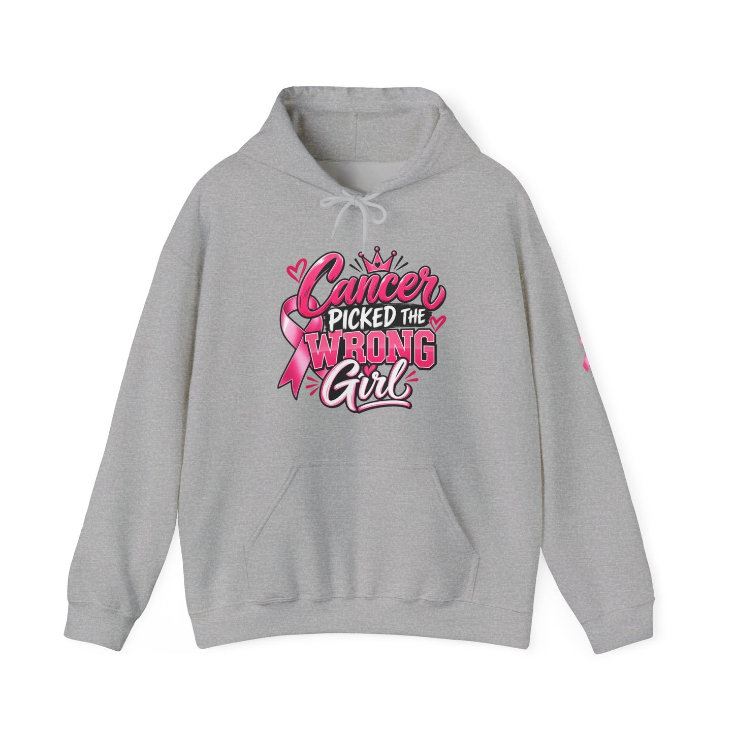 Breast Cancer Survivor Hoodie — “Cancer Picked the Wrong Girl” / Faith Strength Courage
