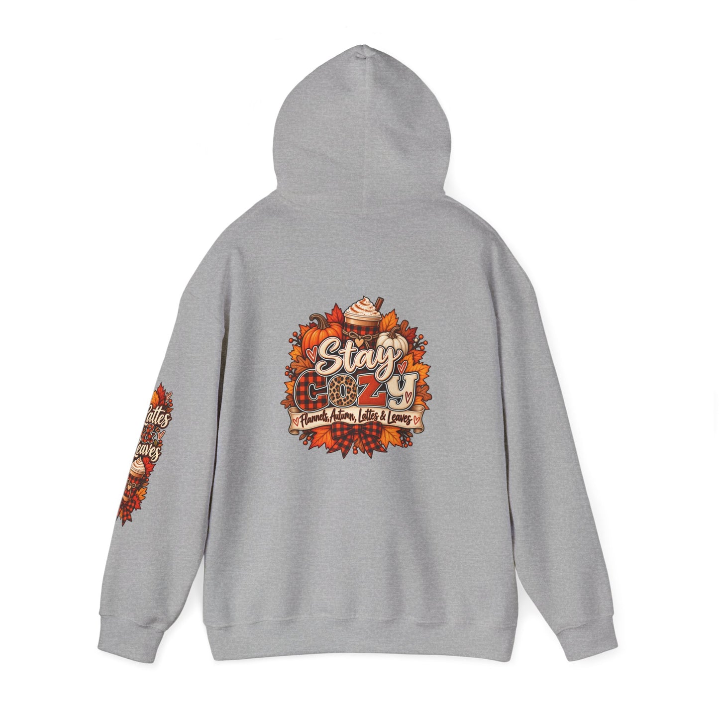 Fall Cozy Hoodie — "Stay Cozy" Autumn Leaves & Pumpkin Spice Sweatshirt