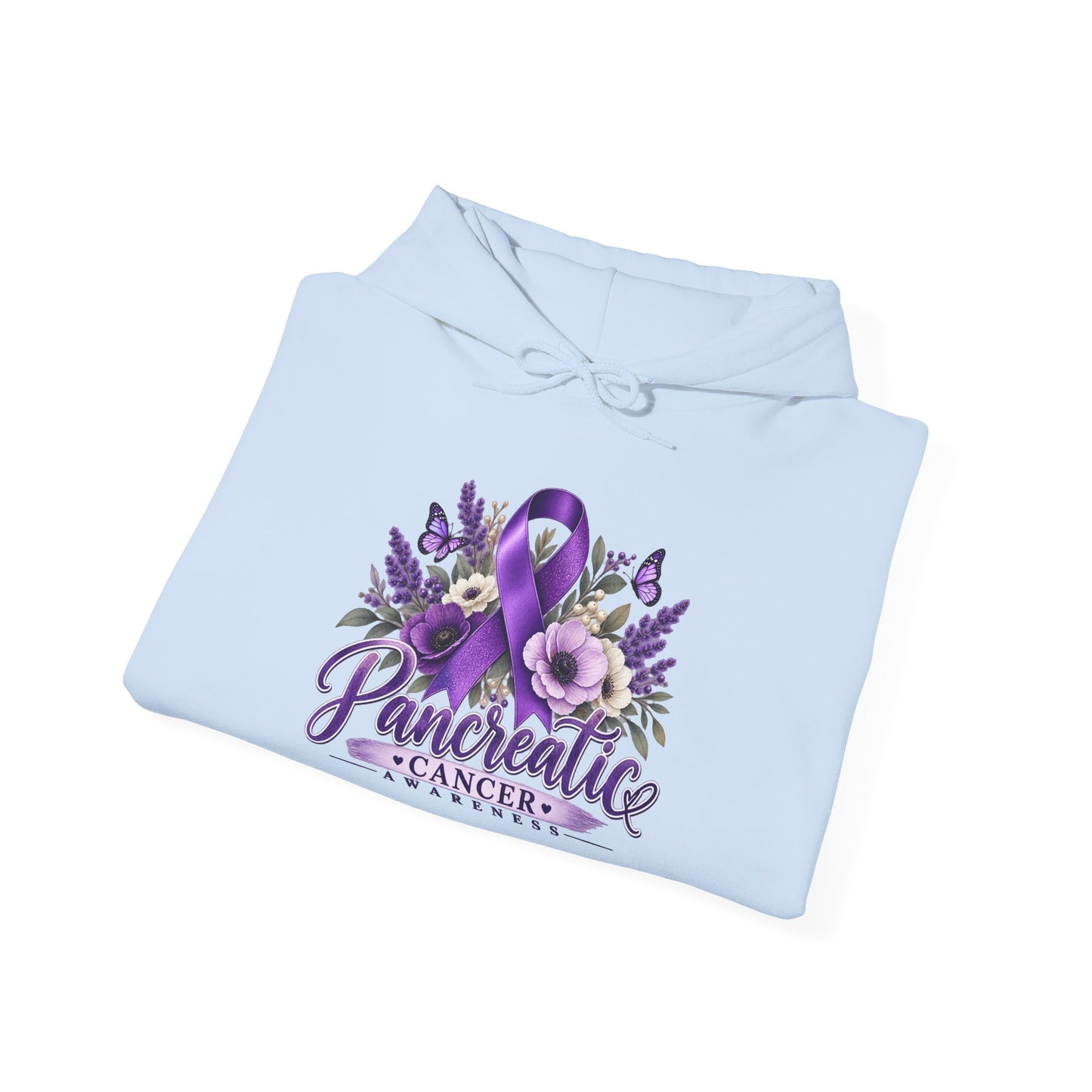 Pancreatic Cancer Awareness Hoodie – Purple Ribbon Floral Support Sweatshirt