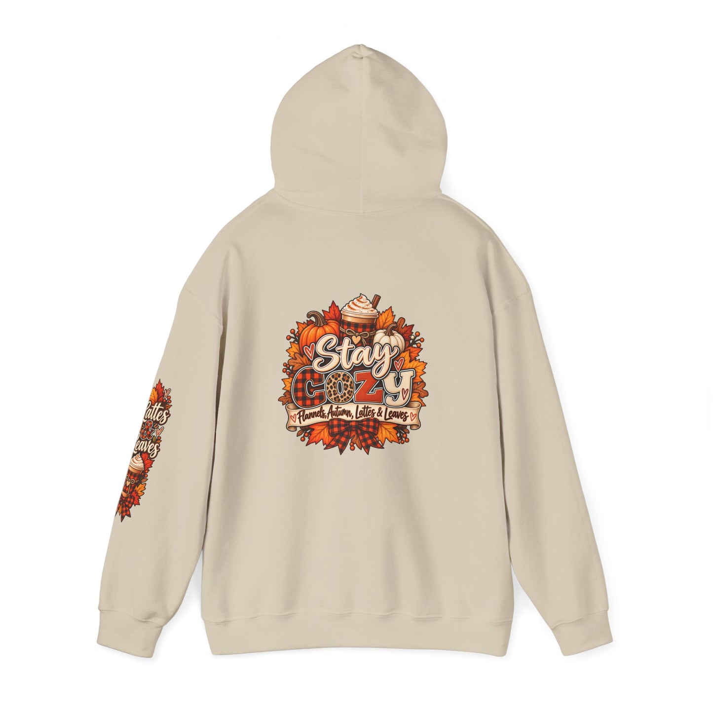 Fall Cozy Hoodie — "Stay Cozy" Autumn Leaves & Pumpkin Spice Sweatshirt