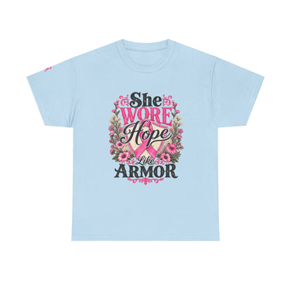 She Wore Hope Like Armor T-Shirt — Inspirational Floral Women’s Tee