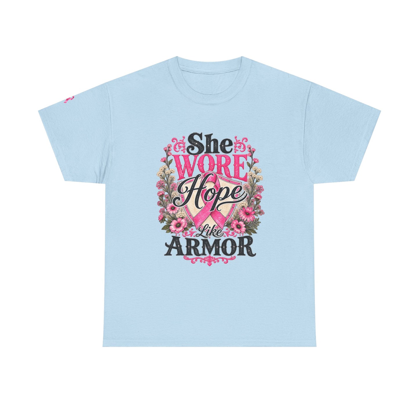 She Wore Hope Like Armor T-Shirt — Inspirational Floral Women’s Tee
