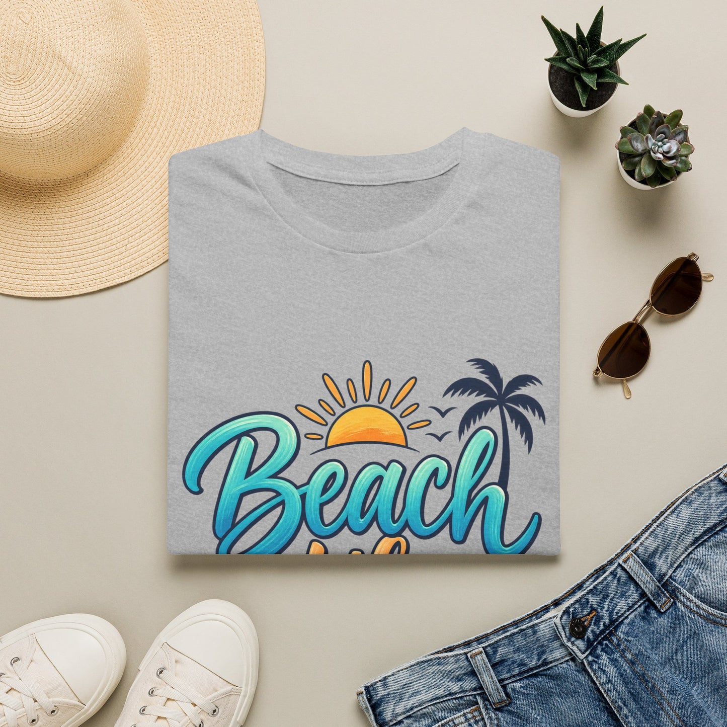 Beach Life T‑Shirt — Retro Sun & Palm Vacation Tee