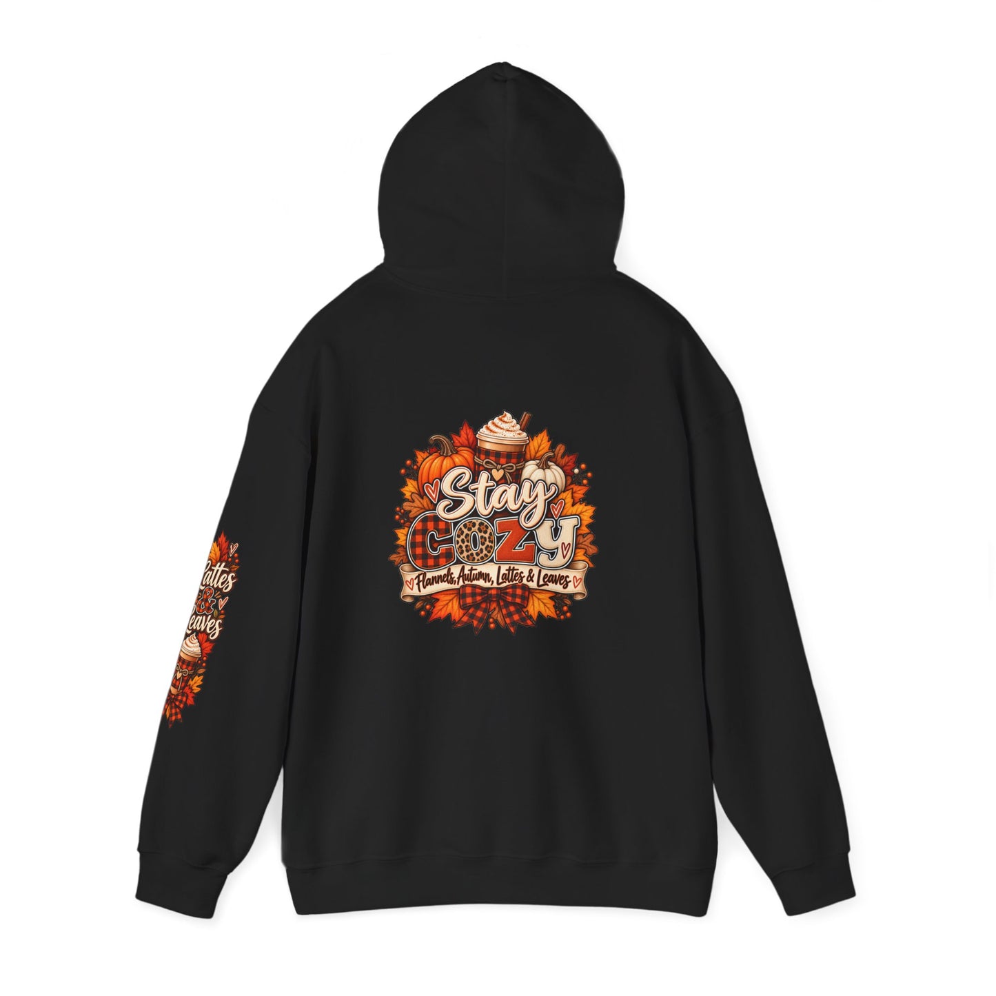 Fall Cozy Hoodie — "Stay Cozy" Autumn Leaves & Pumpkin Spice Sweatshirt