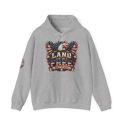 Patriotic 'Land of the Free' Eagle Hoodie – American Flag Veteran Tribute