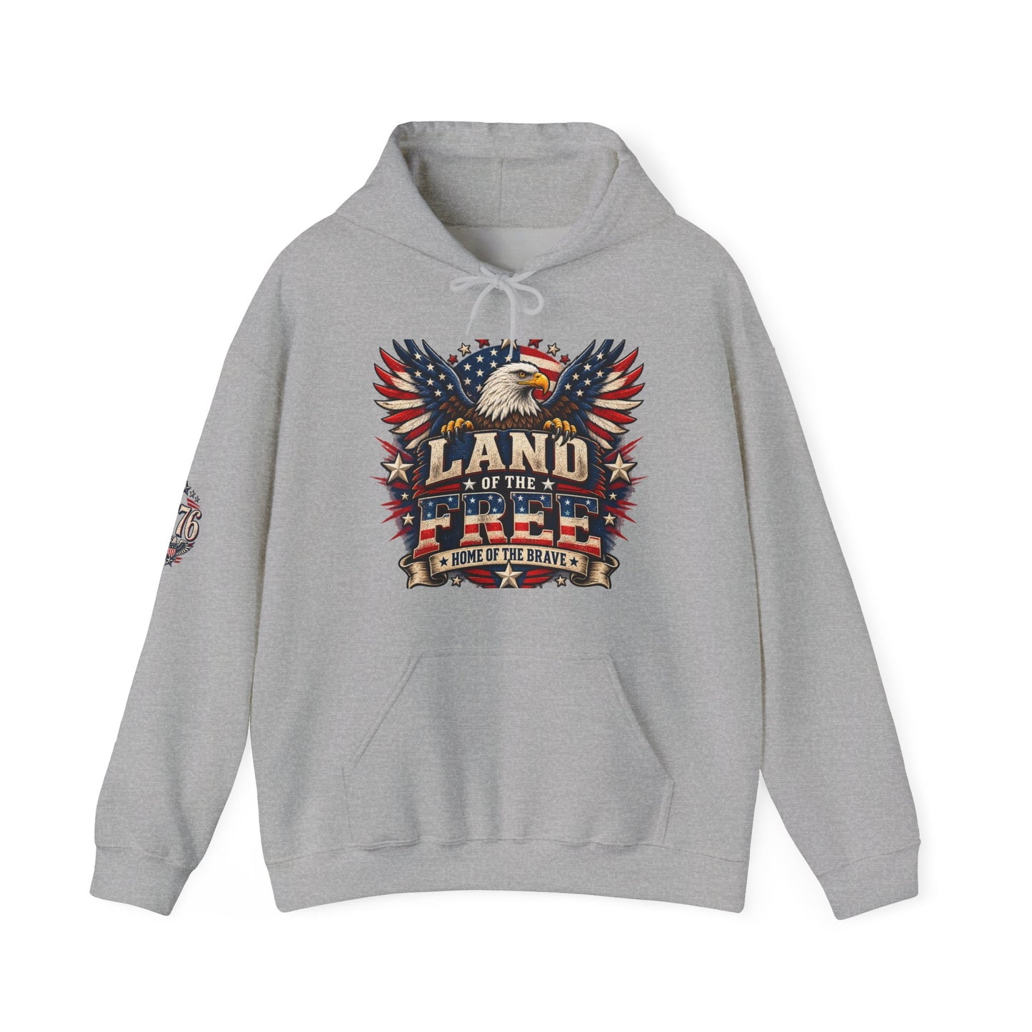 Patriotic 'Land of the Free' Eagle Hoodie – American Flag Veteran Tribute