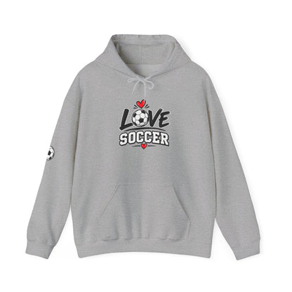 Soccer Love Hoodie – 'Love Soccer' Heart & Ball Graphic Hooded Sweatshirt