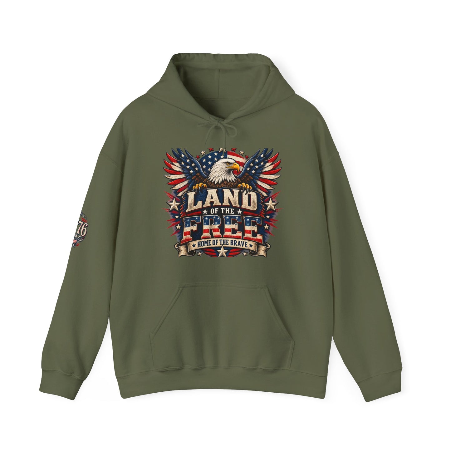 Patriotic 'Land of the Free' Eagle Hoodie – American Flag Veteran Tribute