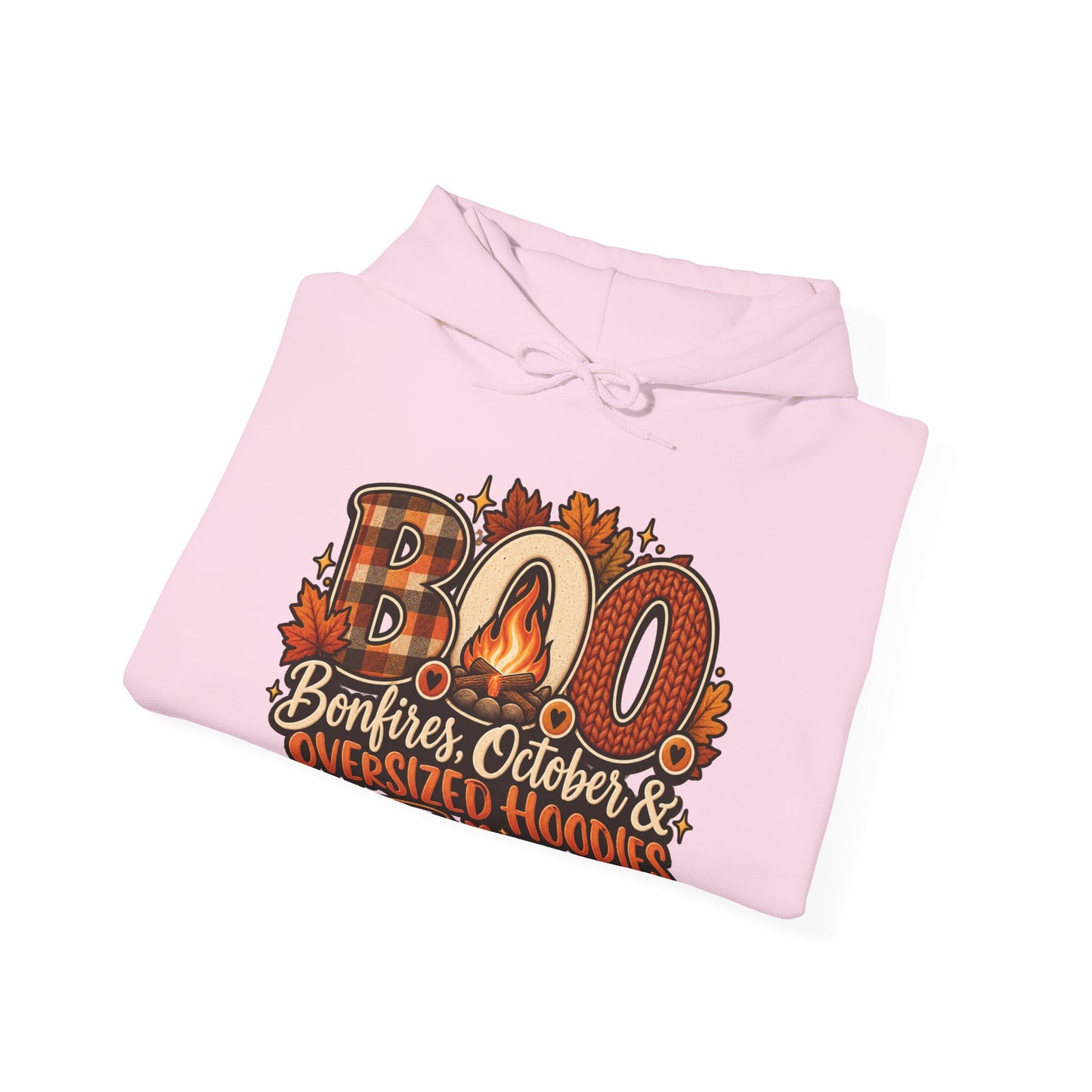 Hoodie — "Boo Bonfires October Oversized Hoodies" Cozy Fall Pullover (Stay Cozy)