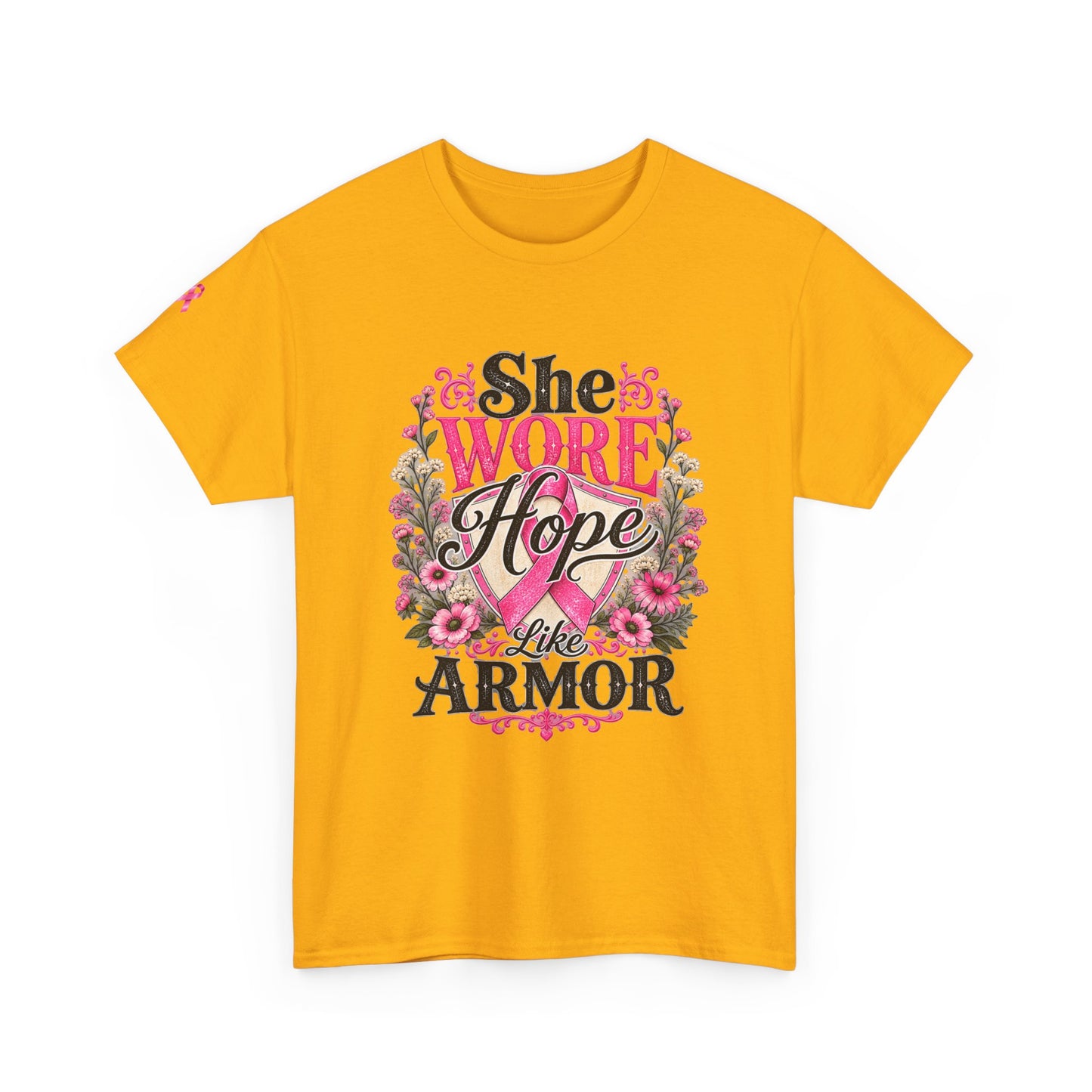 She Wore Hope Like Armor T-Shirt — Inspirational Floral Women’s Tee