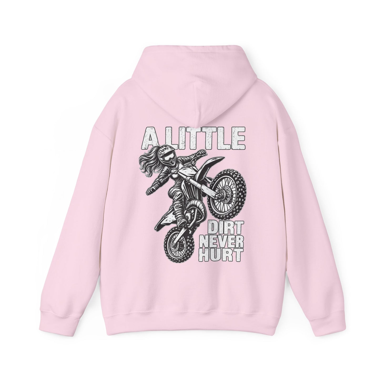 Women’s Motocross Hoodie – “Real Girls Let ‘Er Eat / A Little Dirt Never Hurt” Dirt Bike Pullover