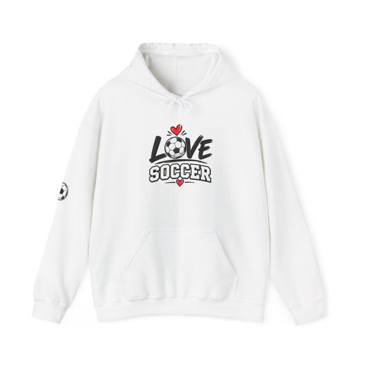Soccer Love Hoodie – 'Love Soccer' Heart & Ball Graphic Hooded Sweatshirt