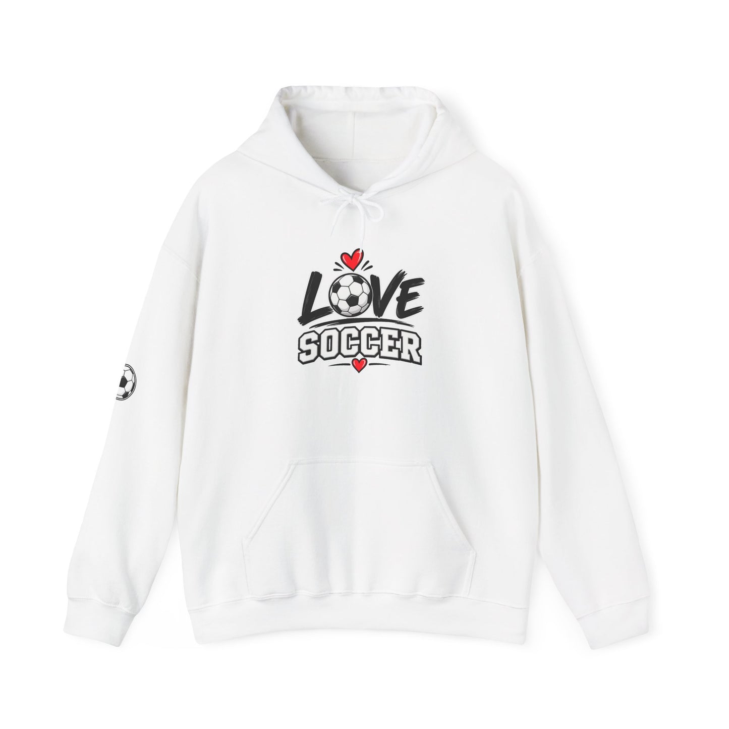 Soccer Love Hoodie – 'Love Soccer' Heart & Ball Graphic Hooded Sweatshirt
