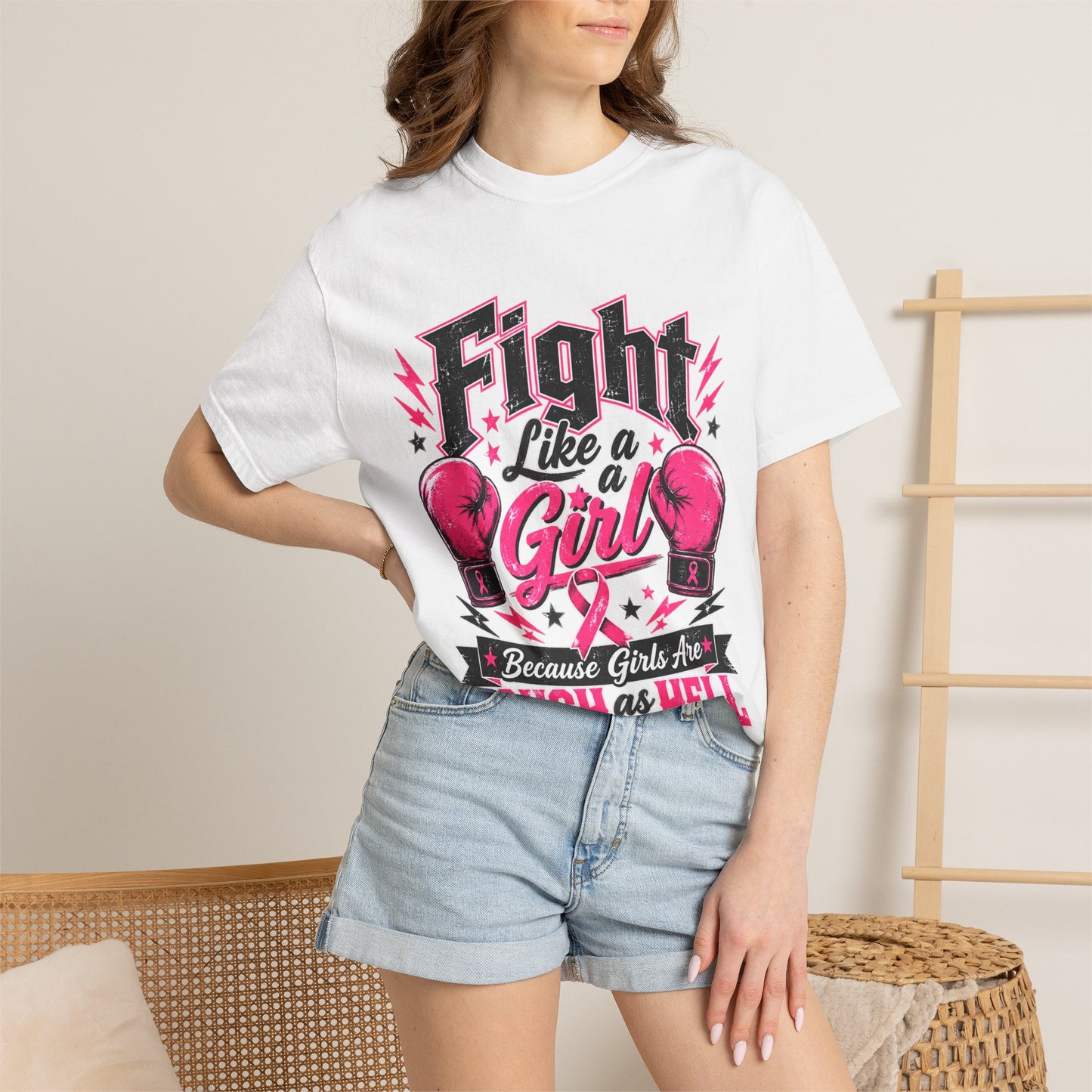Fight Like a Girl T‑Shirt — "Because Girls Are Tough as Hell" Boxing Tee