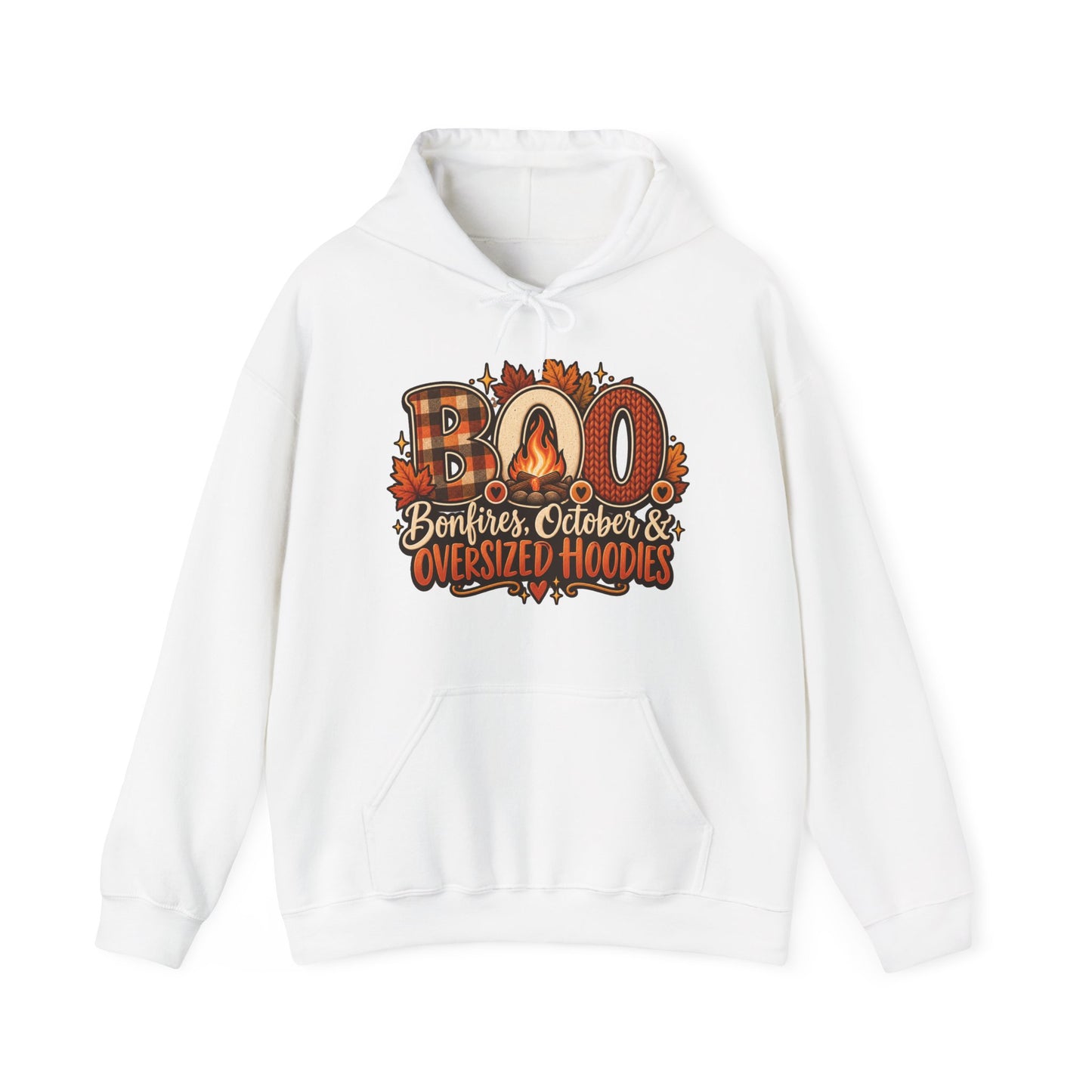 Hoodie — "Boo Bonfires October Oversized Hoodies" Cozy Fall Pullover (Stay Cozy)