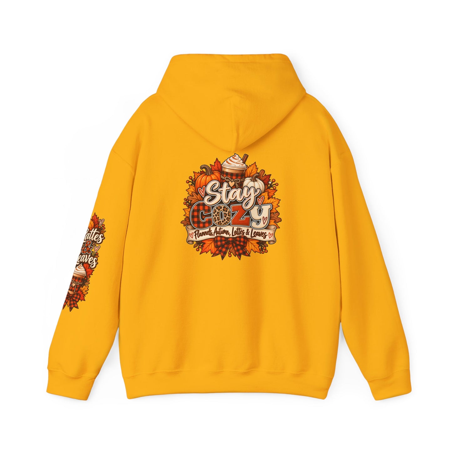 Fall Cozy Hoodie — "Stay Cozy" Autumn Leaves & Pumpkin Spice Sweatshirt