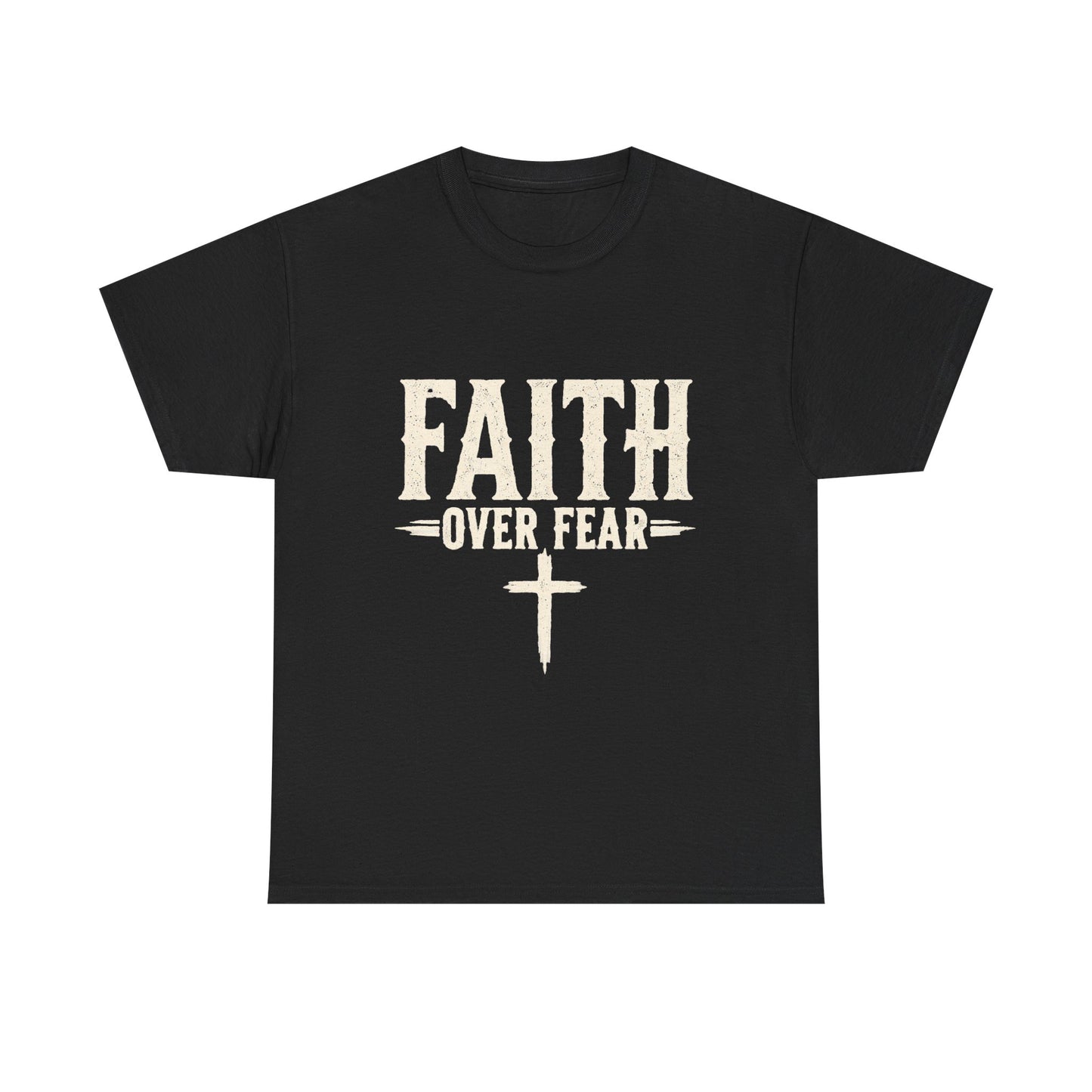 Faith Over Fear T-Shirt — Christian Inspirational Tee with Cross (Walk on Water Back Design)