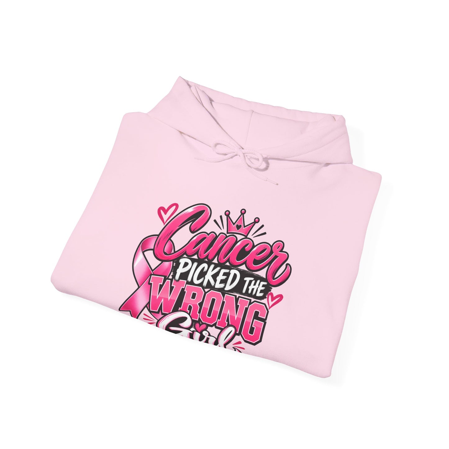 Breast Cancer Survivor Hoodie — “Cancer Picked the Wrong Girl” / Faith Strength Courage
