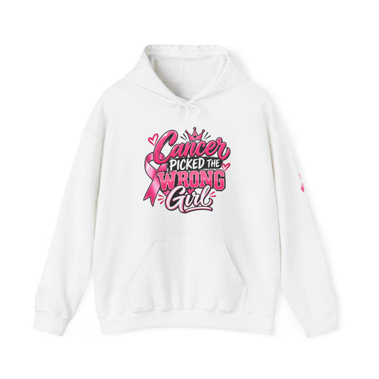Breast Cancer Survivor Hoodie — “Cancer Picked the Wrong Girl” / Faith Strength Courage