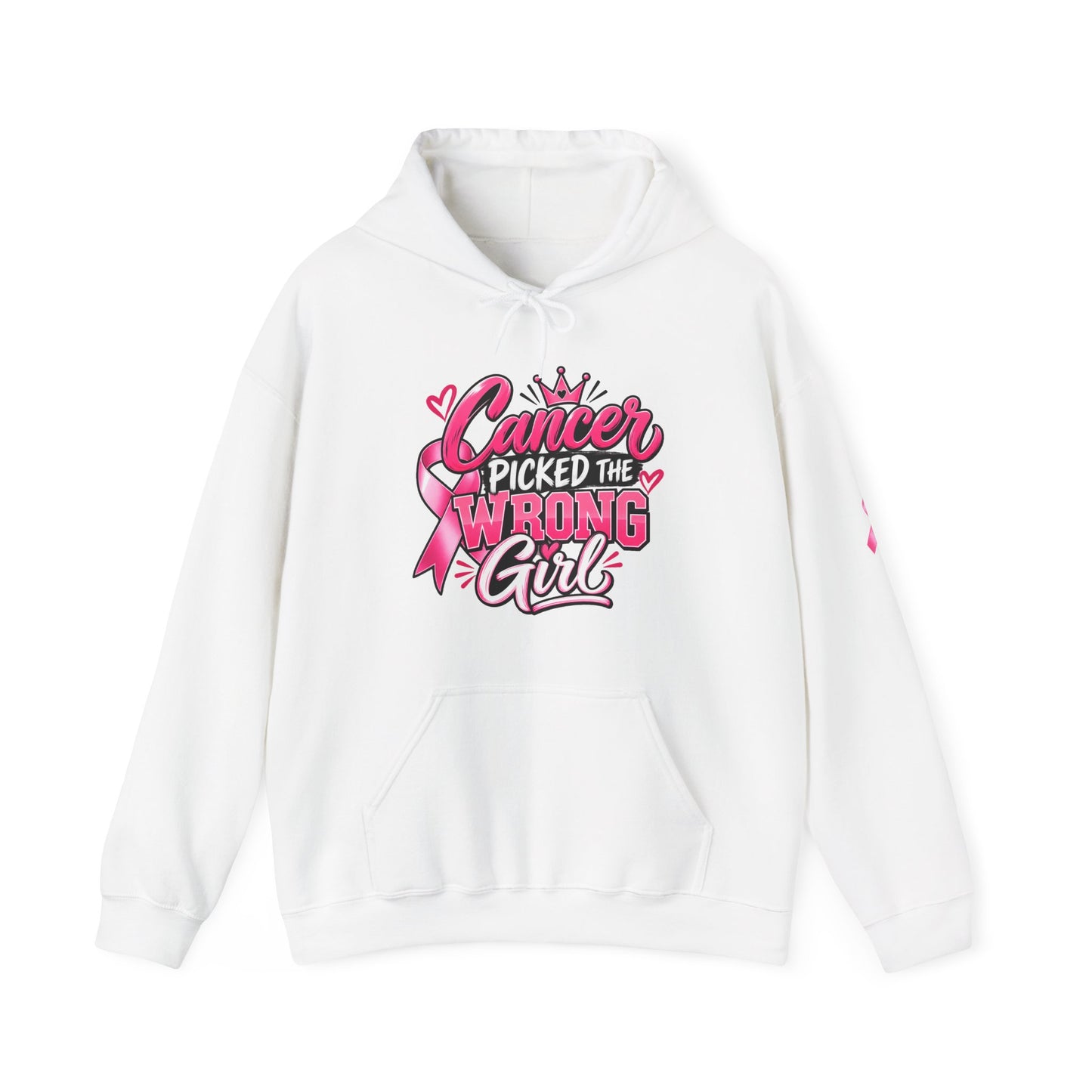 Breast Cancer Survivor Hoodie — “Cancer Picked the Wrong Girl” / Faith Strength Courage