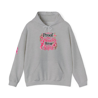 Breast Cancer Awareness Hoodie — "Proof That Miracles Wear Scars" Pink Ribbon Design