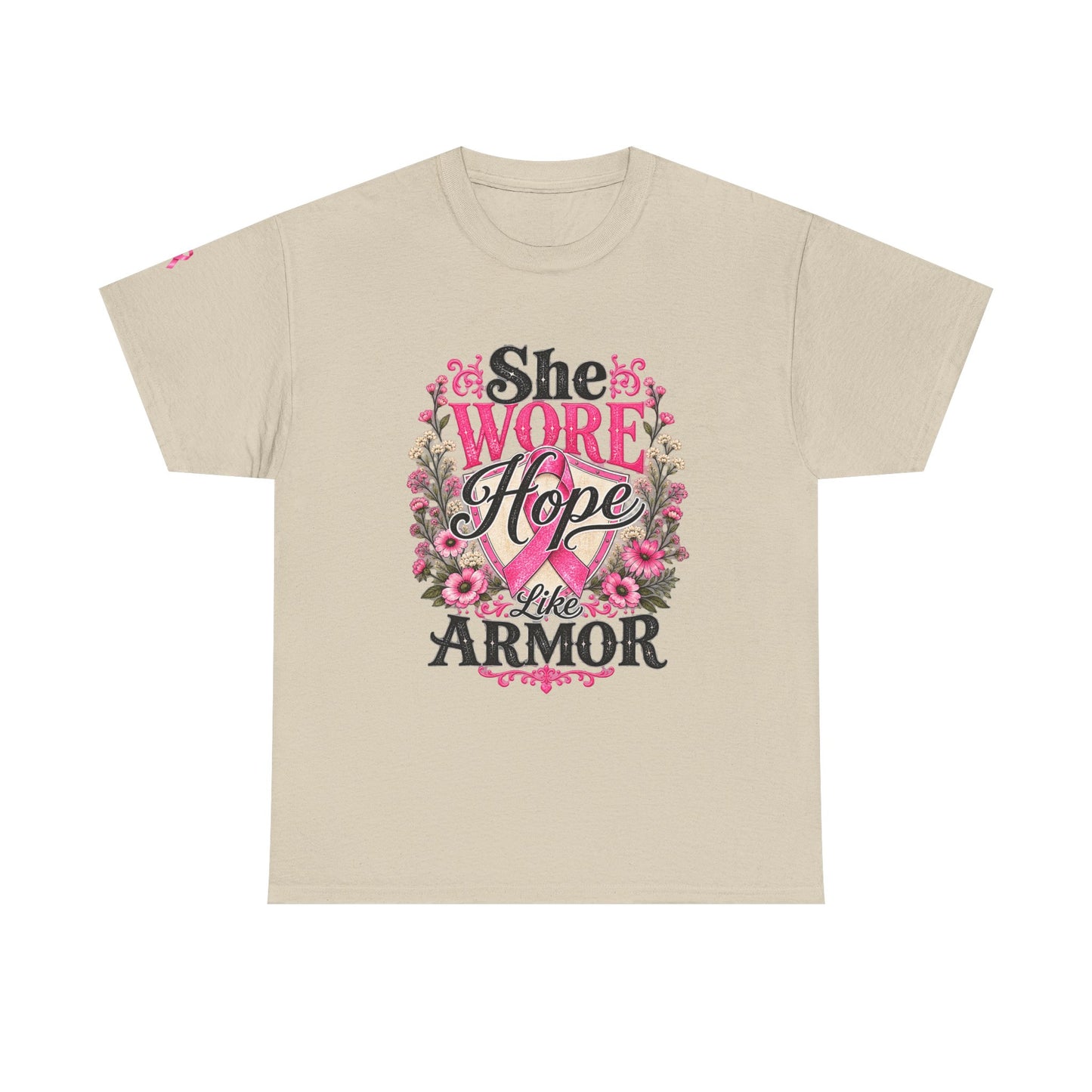 She Wore Hope Like Armor T-Shirt — Inspirational Floral Women’s Tee