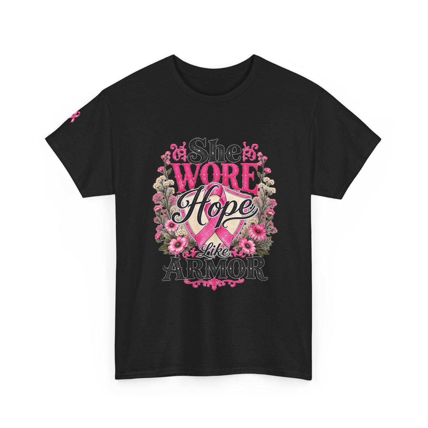 She Wore Hope Like Armor T-Shirt — Inspirational Floral Women’s Tee