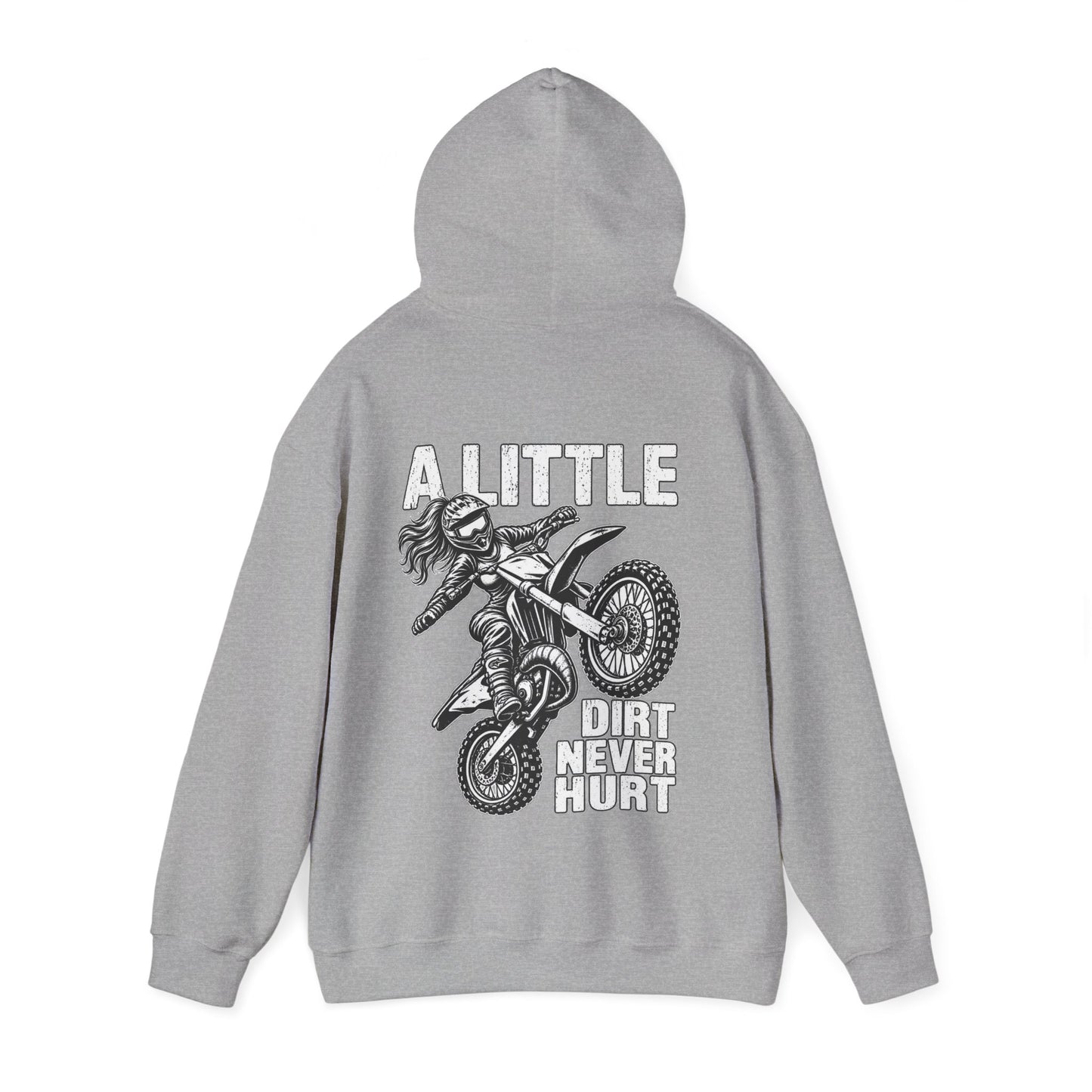 Women’s Motocross Hoodie – “Real Girls Let ‘Er Eat / A Little Dirt Never Hurt” Dirt Bike Pullover